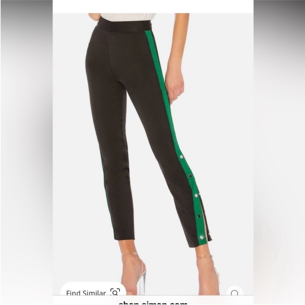 Lovers + Friends Black Joggers with Green Stripe
